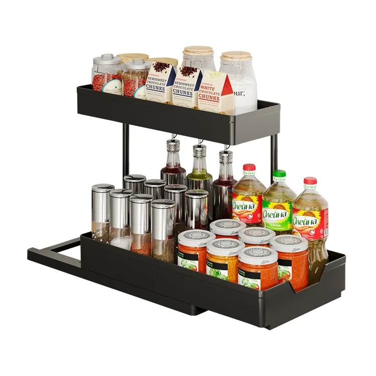 2024 Hot Sale High Quality Double Wall Storage Rack Customizable Logo Kitchen Spice Storage Rack