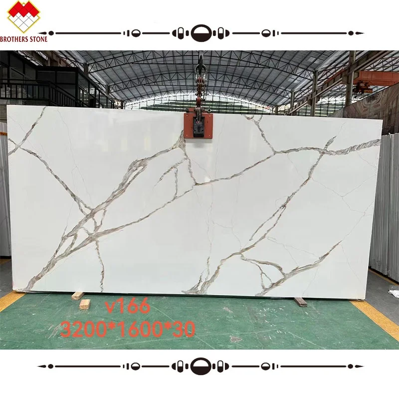 Customized Translucent Calucatta Series Artificial Onyx Stone Decorated Alabaster Calacatta Gold Quartz Stone Slab TV wall panel