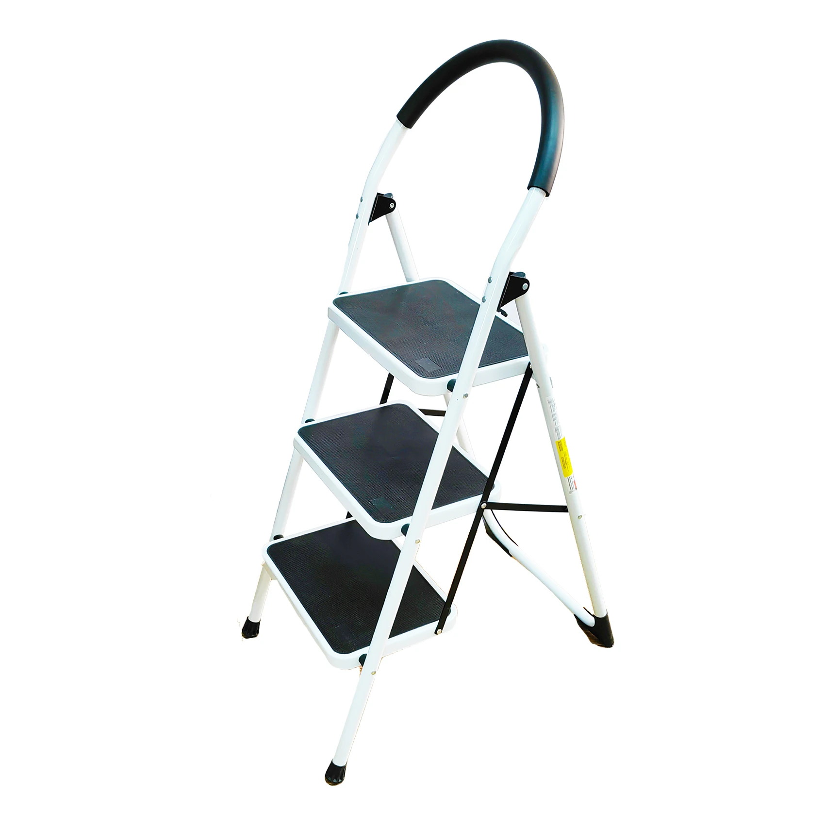 SUGETOOLS Aluminum Three Stage Folding Ladder Portable Folding Step Stool with Rubber Hand Grip