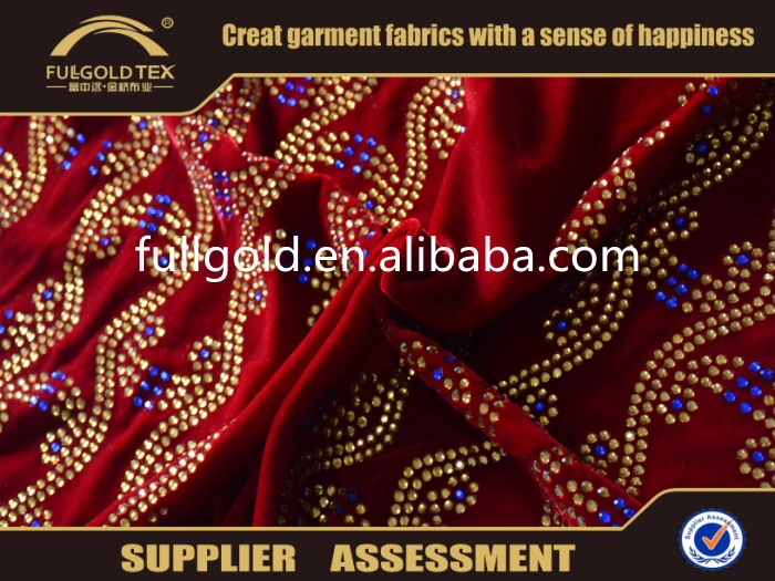 Wholesale hot sale spandex polyester garment red knitted velvet fabric for clothing