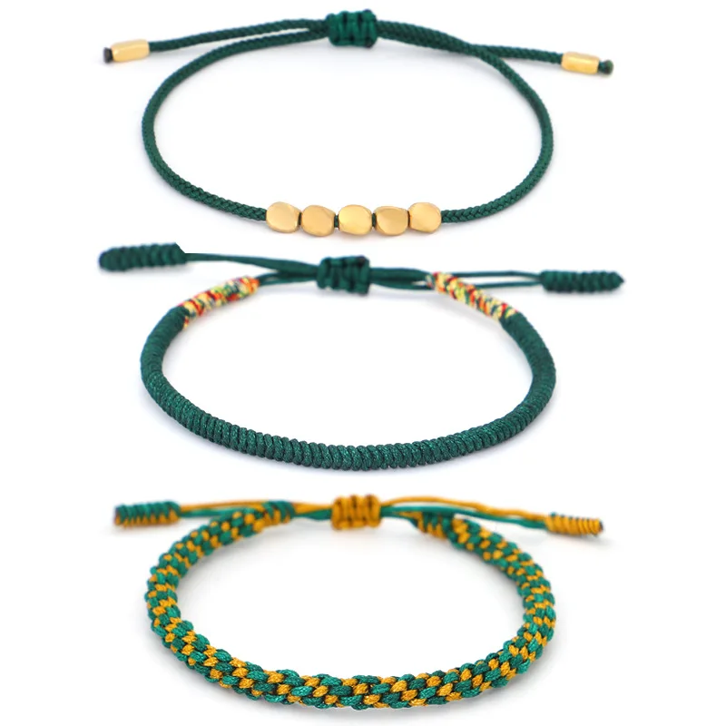Fresh Art Style Hand Rope Set Hand Woven Bracelet Diamond Knot Corn Knot Copper Bead Bracelet