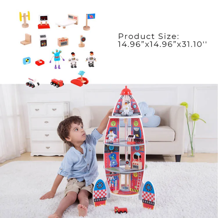 Hot new product bestselling wooden toy Rocket Ship