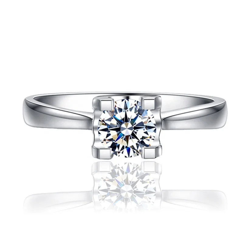 S925 sterling silver high quality one carat simulation diamond bull head mozanstone couple open ring wedding female ring jewelry