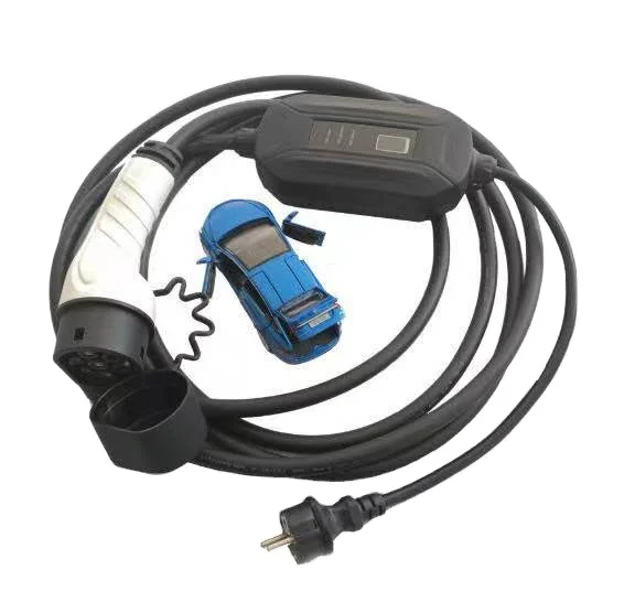 Mode2 Type2  16A 250V Wallbox Plug with LCD display with5m cable for   Home AC Fast Charging station EV  Portable charger