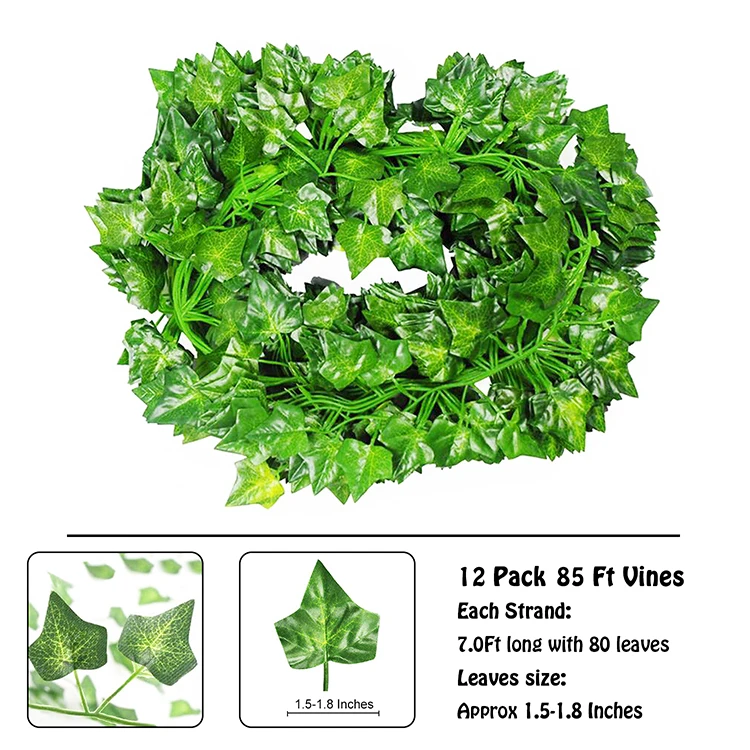 Outdoor Wholesale Fabric 12Pc 85Ft Artificial Ivy Vines Indoor Home Decor Wedding Decorative Wall