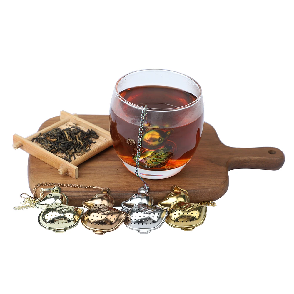 Горячая Распродажа, розовое золото 304, ситечко для заваривания чая из нержавеющей стали, ситечко для утки с длинной цепочкой