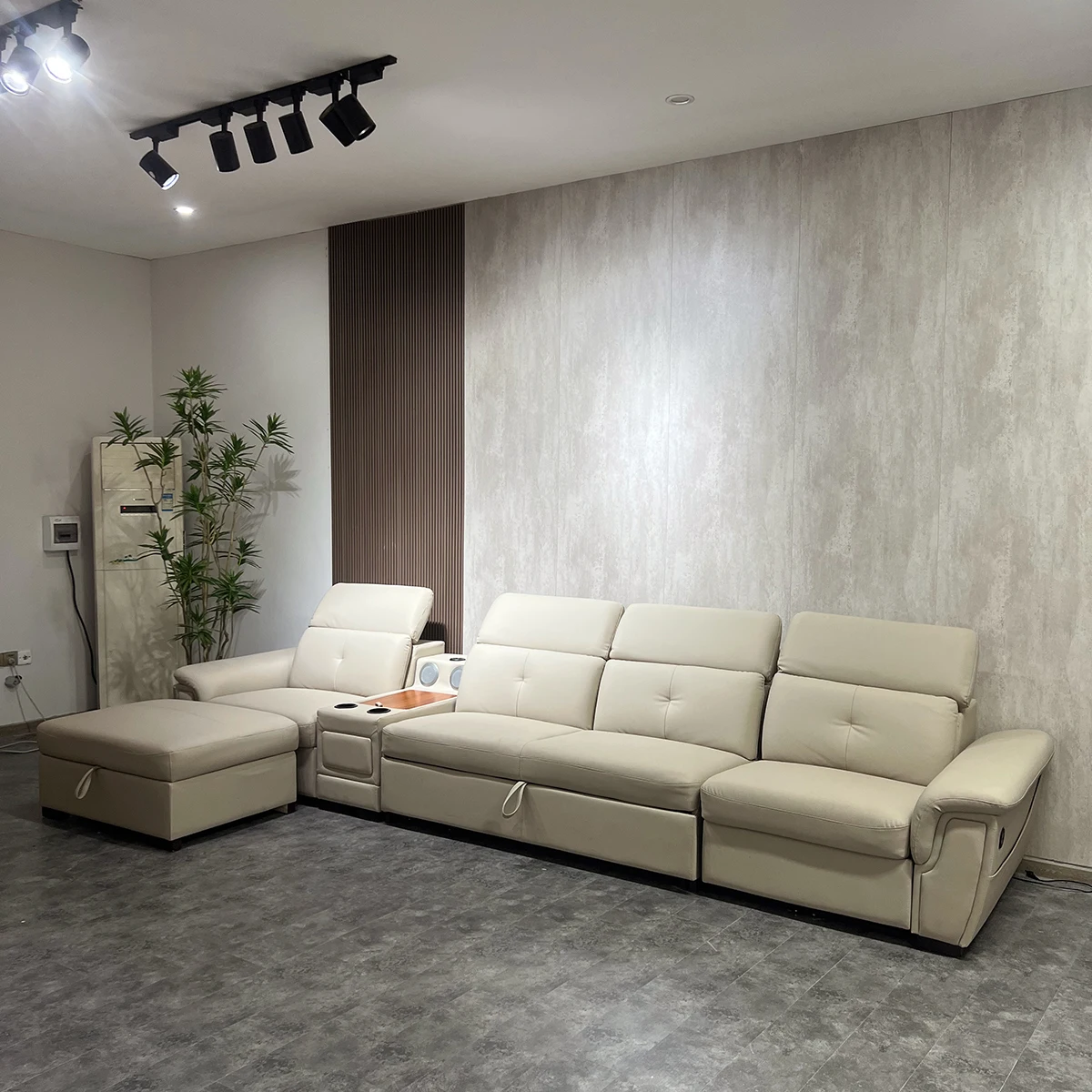 Modern Simple Multi-functional Leather Sofa L Shape Big Comfortable Power Recliner Couches with USB Charging for Home Luxury