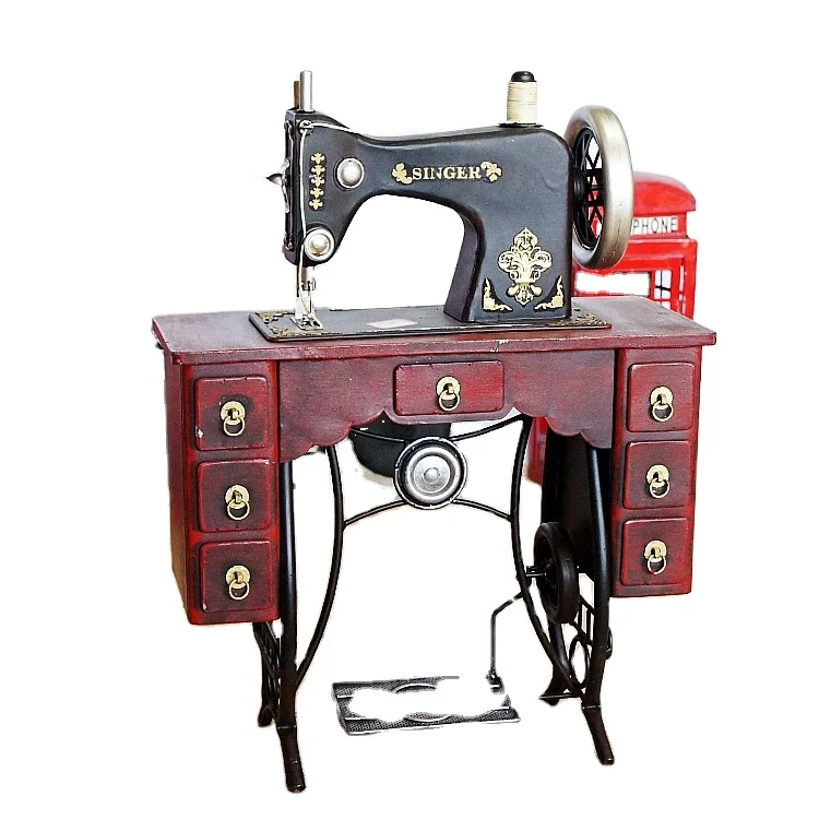 Фабрика Yiwu оптовая продажа металлические изделия антикварная швейная машина модель сувенира для украшения дома
