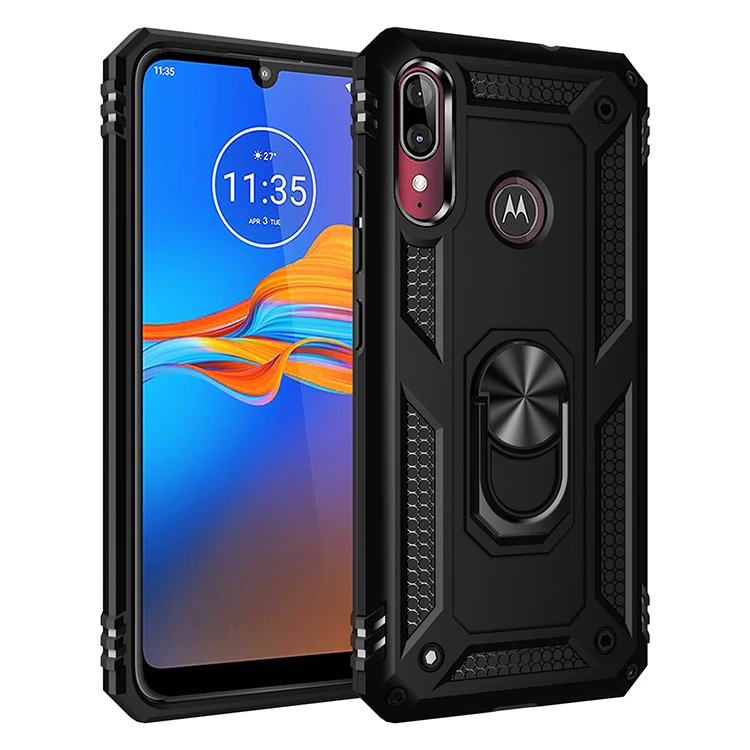 new arrival anti skidding pc tpu combo ring holder case for motorola E6 plus  ultra kickstand holder case