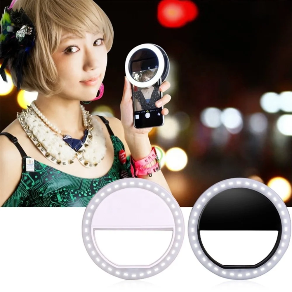 high quality Travel circle Rechargeable Mini outdoor smart phone usb Led flash selfie clip Fill in ring light