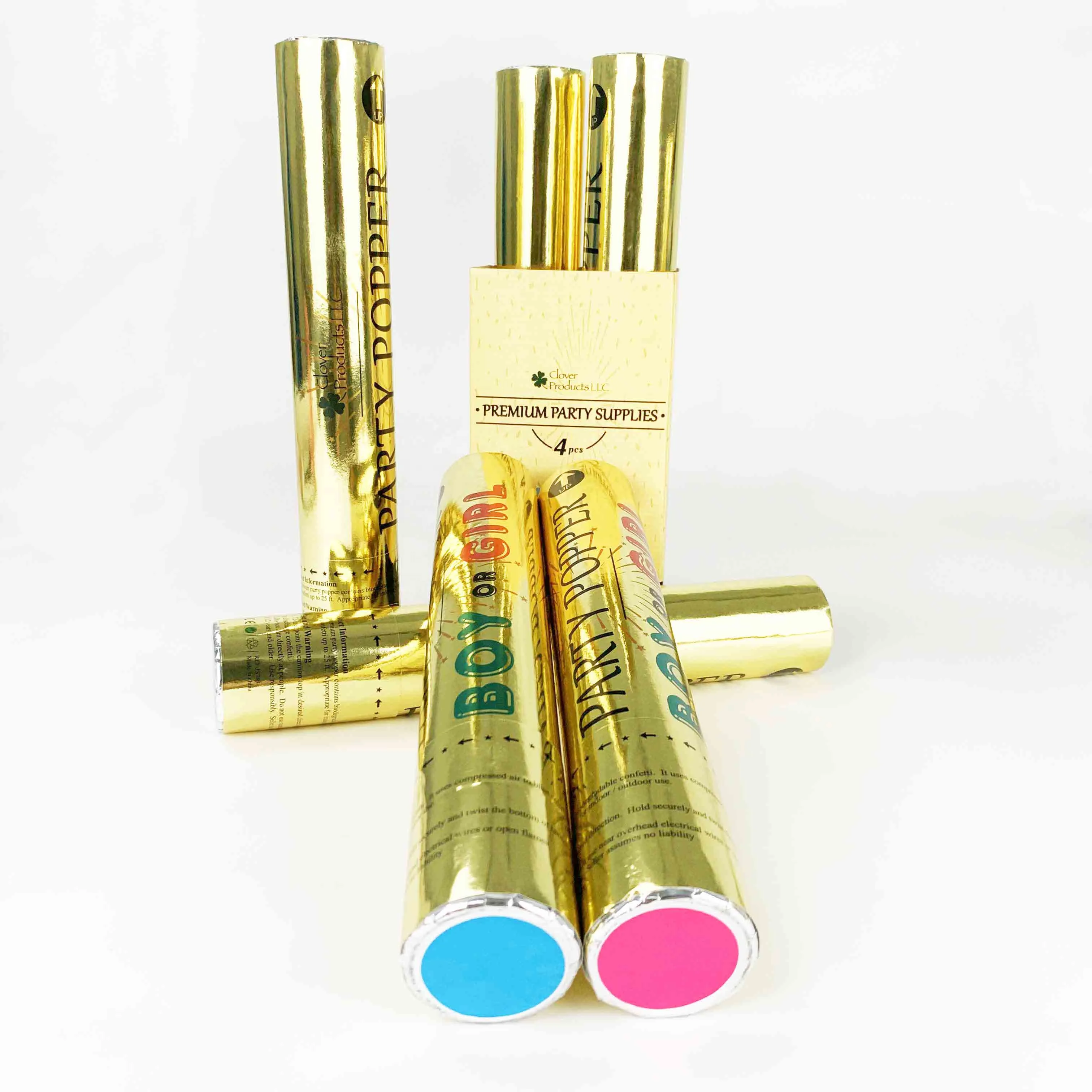 Party Items Personalized Handheld Biodegradable Gold Gender Reveal Confetti Cannons Party Popper