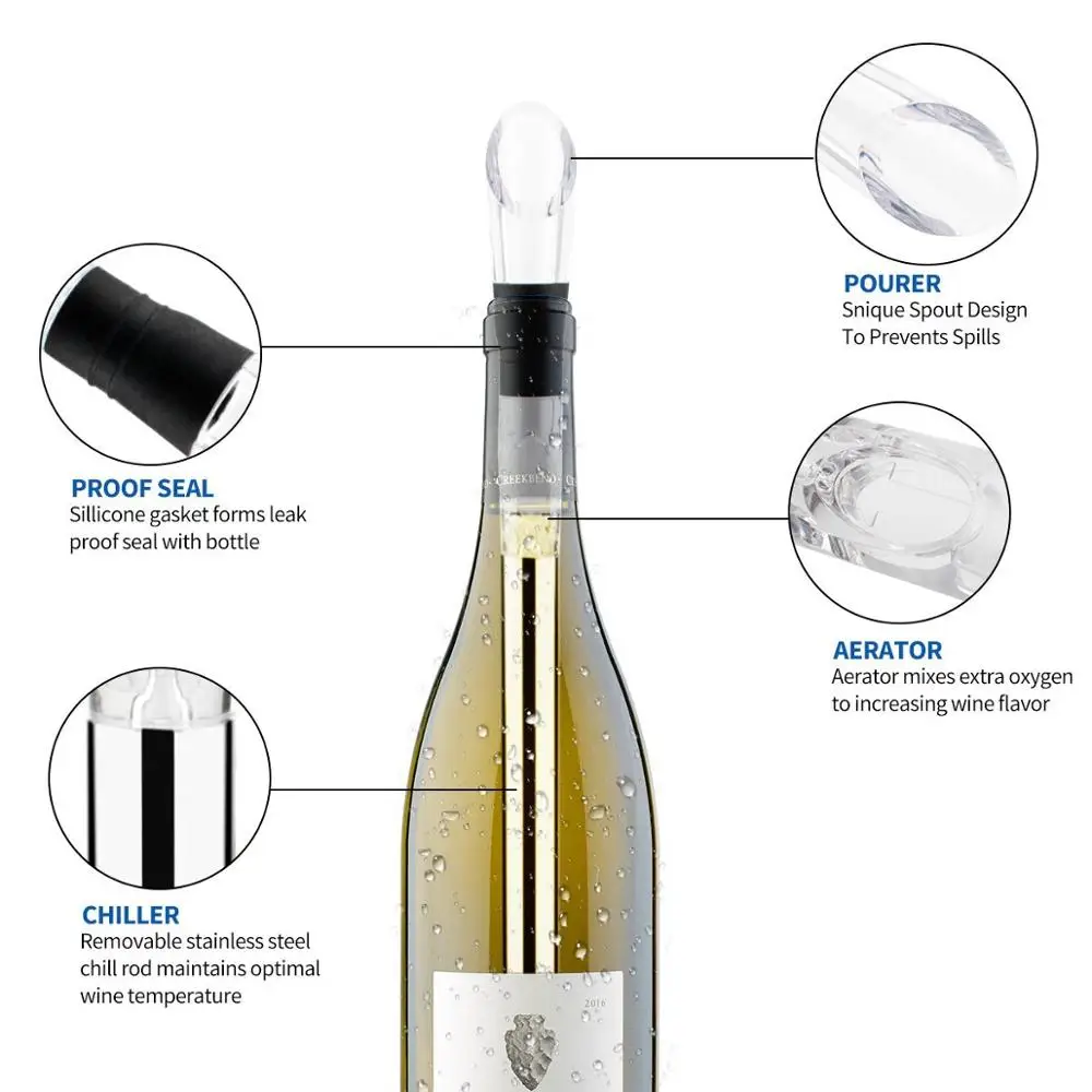 Новое поступление винный охладитель палочка для бутылки красного вина из нержавеющей стали морозильной камеры 3 в 1 с Аэратором и разливателем