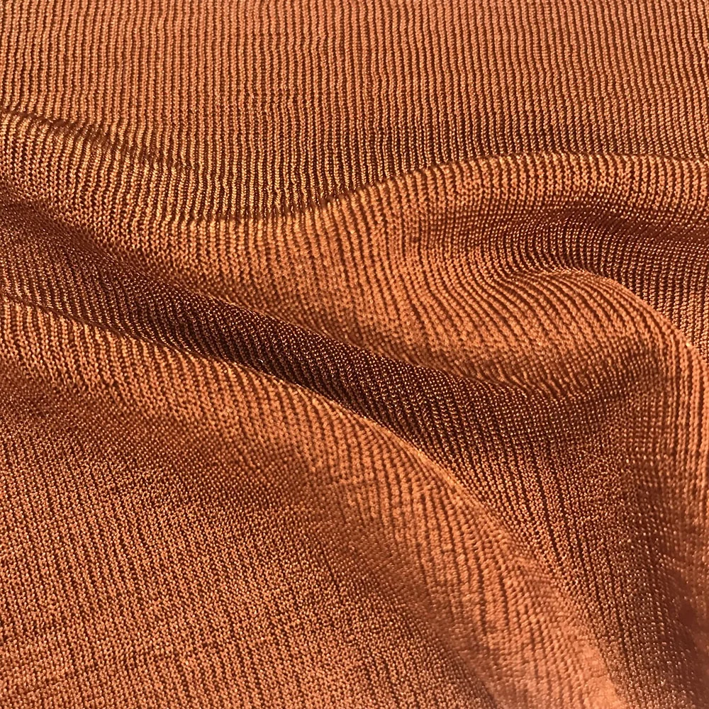 Wholesale 200gsm glitter ice silk knit rib  high elastane polyester spandex fabric for gym wear t-shirt