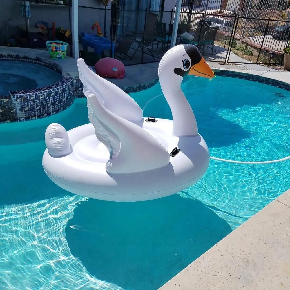 INTEX 56287 Mega Swan Island Custom Size Inflatable Ride-On Giant Pool Float Lounge Kids Cartoon Inflatable Swan for All Ages