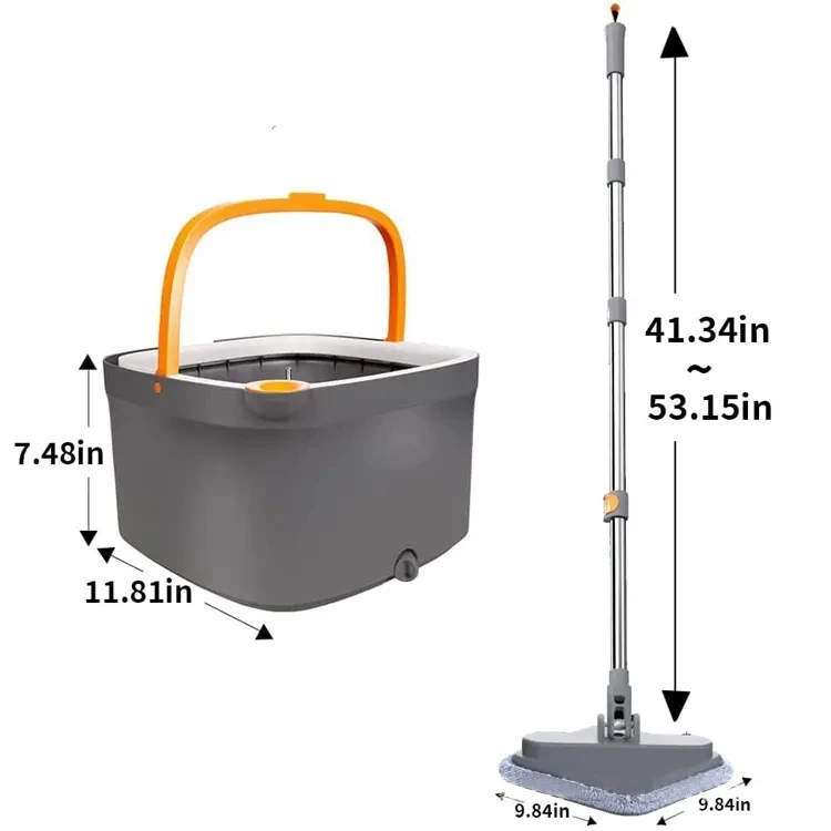 Microfiber Rotary Floor Mop Magic Telescopic Steel Handle Spin Mop Bucket Set With Self Separation Dirty and Clean Water System