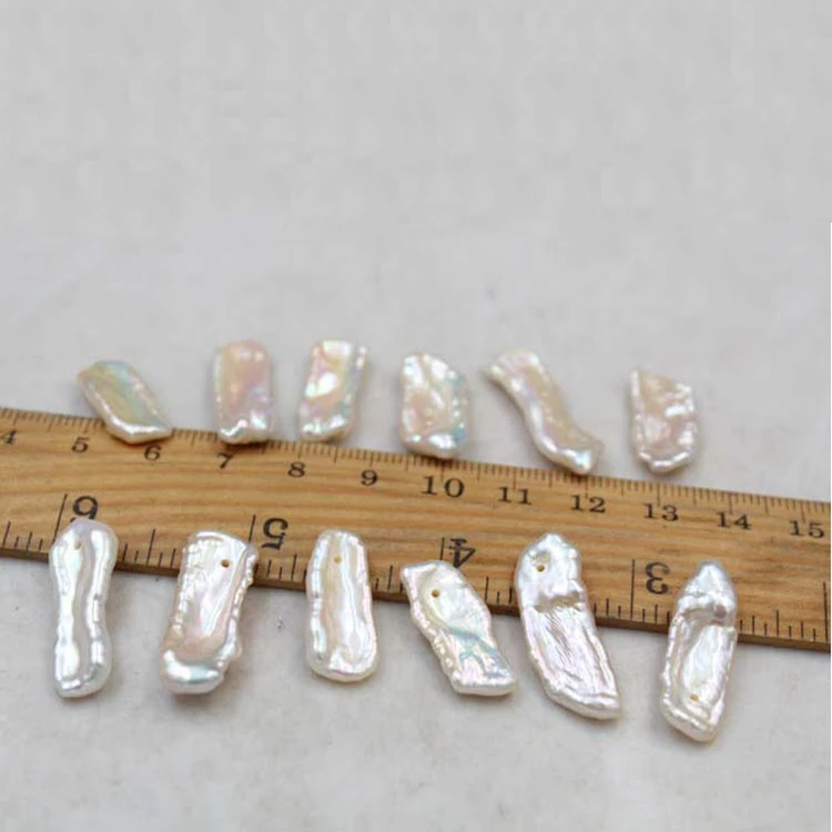 JC-10001 Biwa Pearls Freshwater Long Shape Stick Pearls Peach Long Baroque Pearl