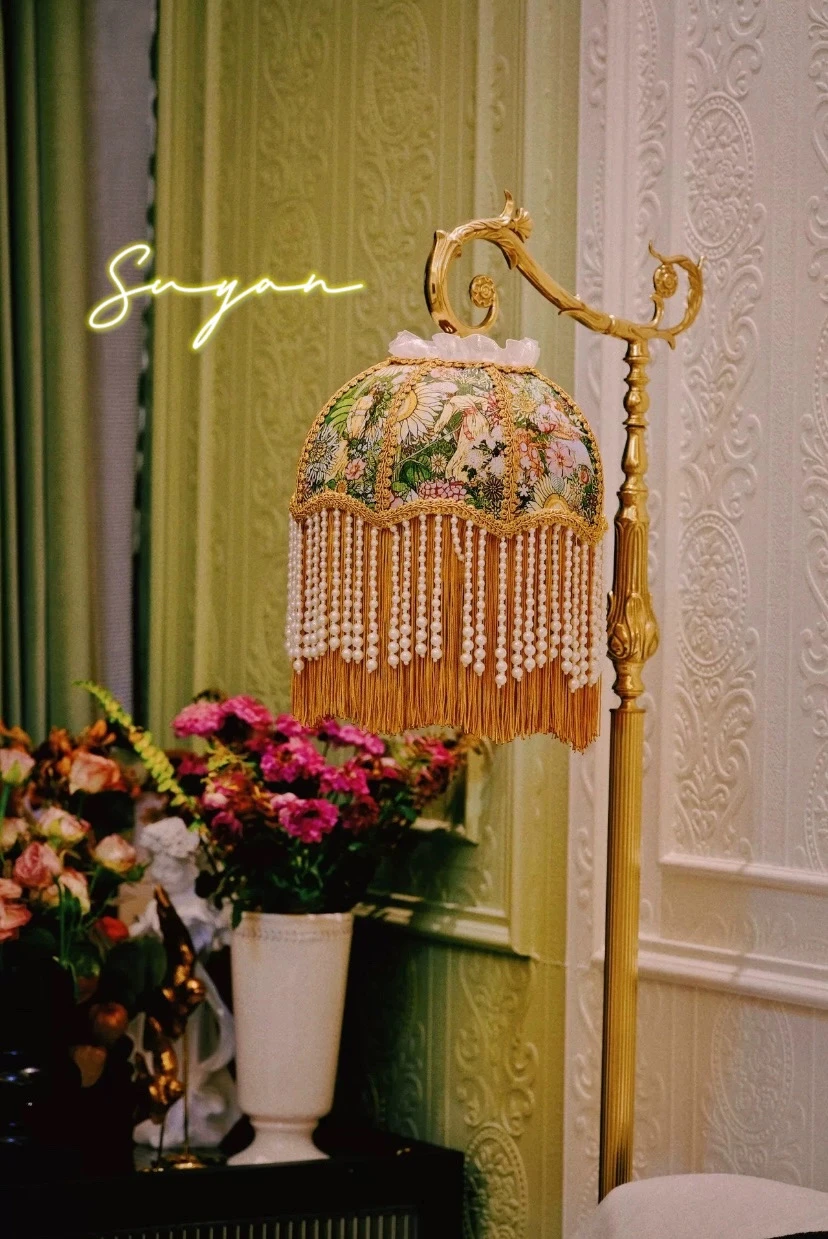 YUESHNE Die Cast Vintage European-Style Brass Fishing Floor Lamp With Palace Design For Bedroom And Living Room