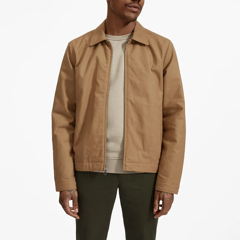 Высококачественная Мужская винтажная куртка полотняная хлопковая на молнии для мужчин