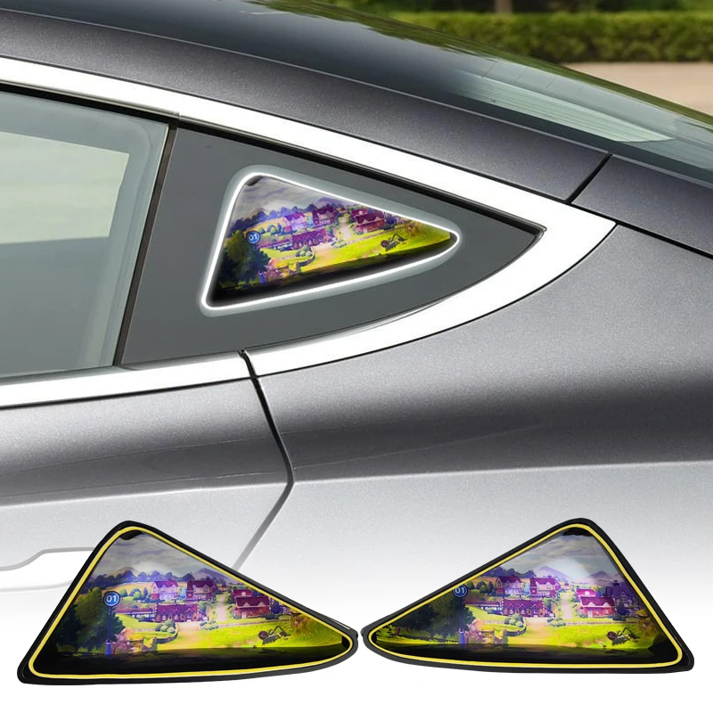 Road Top Night Light Ornaments Lamp Car Triangle Window Ornament Decoration Gift for Tesla Model 3 (All model Years)