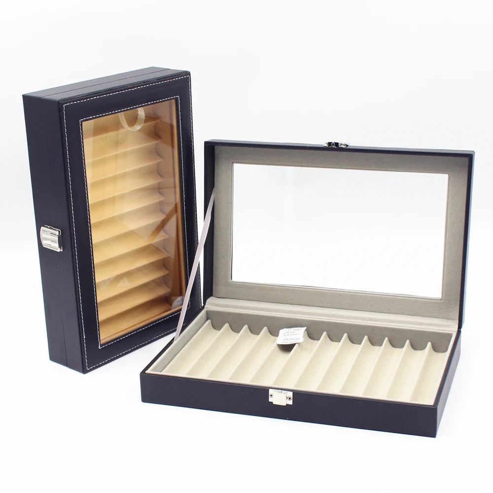 
 Лидер продаж, популярная черная витрина для ручек из искусственной кожи с 12 слотами для мужских подарочных перьевых ручек, упаковочный кейс в наличии  