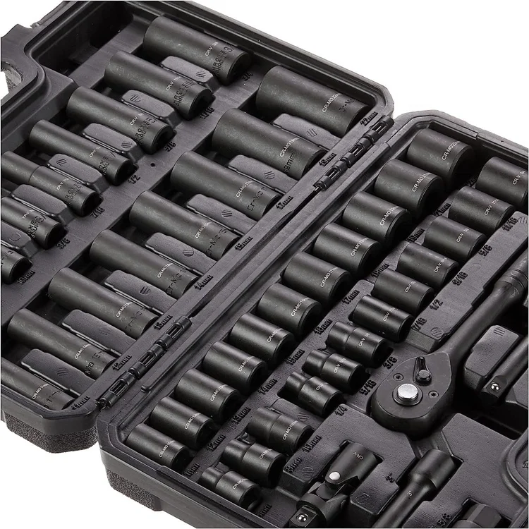 46Pcs 3/8-Inch Drive 6 & 12 Point Deep And Shallow Impact Socket Set 72 Teeth Ratchet Wrench Socket Set Portable Socket Set Box