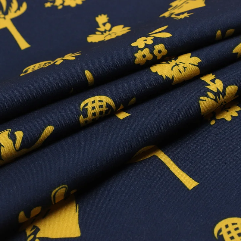 Индивидуальная саржа персиковая кожа желтый слон кокосовое дерево ткань с принтом для пляжных брюк шорт