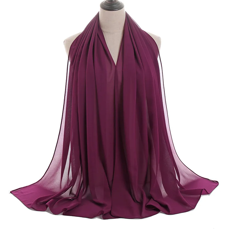 
Wholesale Plain georgette scarf thick bubble heavy chiffon borong tudung woman shawl muslim scarf hijab 