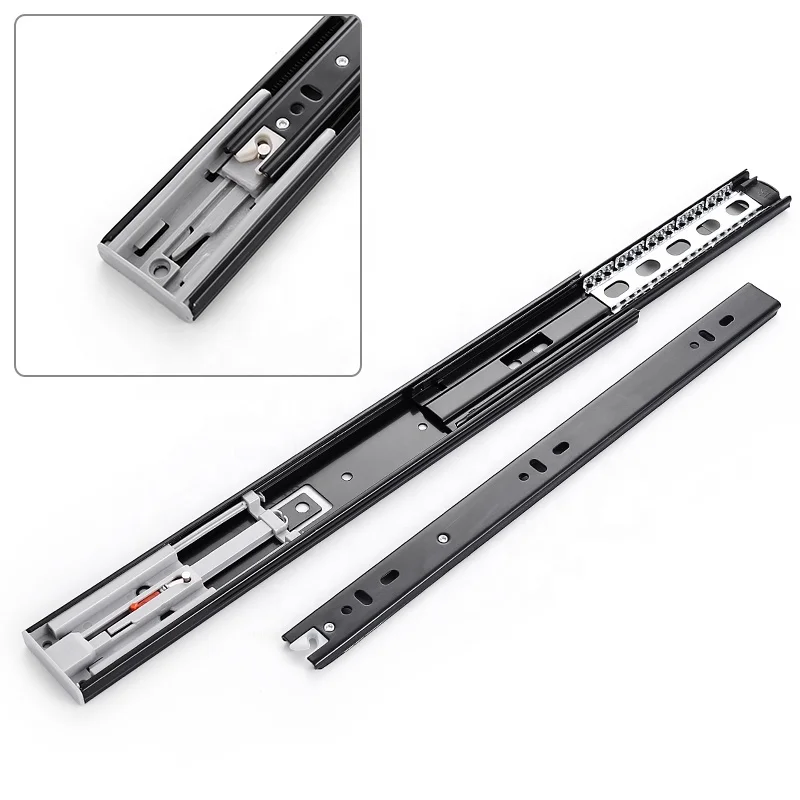 45mm Width Full Extension Push to Open Drawer Slide Rail Touch Open Side Mount Drawer Telescopic Channels Jieyang Factory OEM