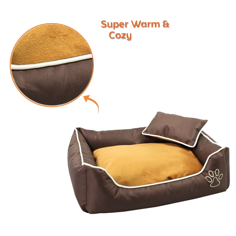 Dog Sofa Bed Pillow Washable with Removable Cover, Soft Cotton Stuffing