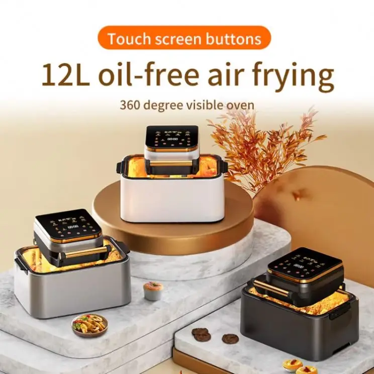 wholesale 12L Air Fryer New Home Flip-free Visual Multi-function Large Capacity Deep Frying Pan Electric Oven Stainless Steel