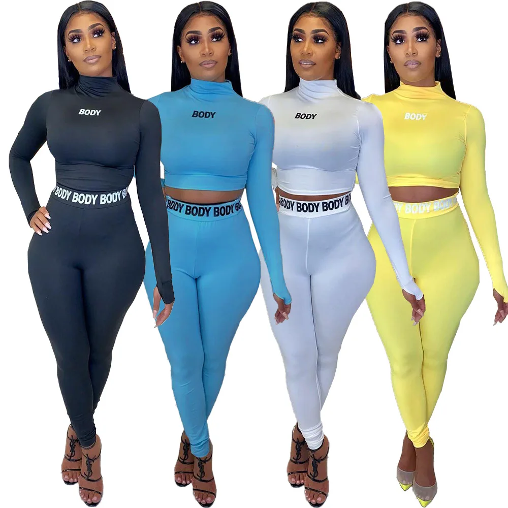 
Womens Fall Clothing 2020 Long Sleeve 2 Piece Sets Bodycon Outfit 
