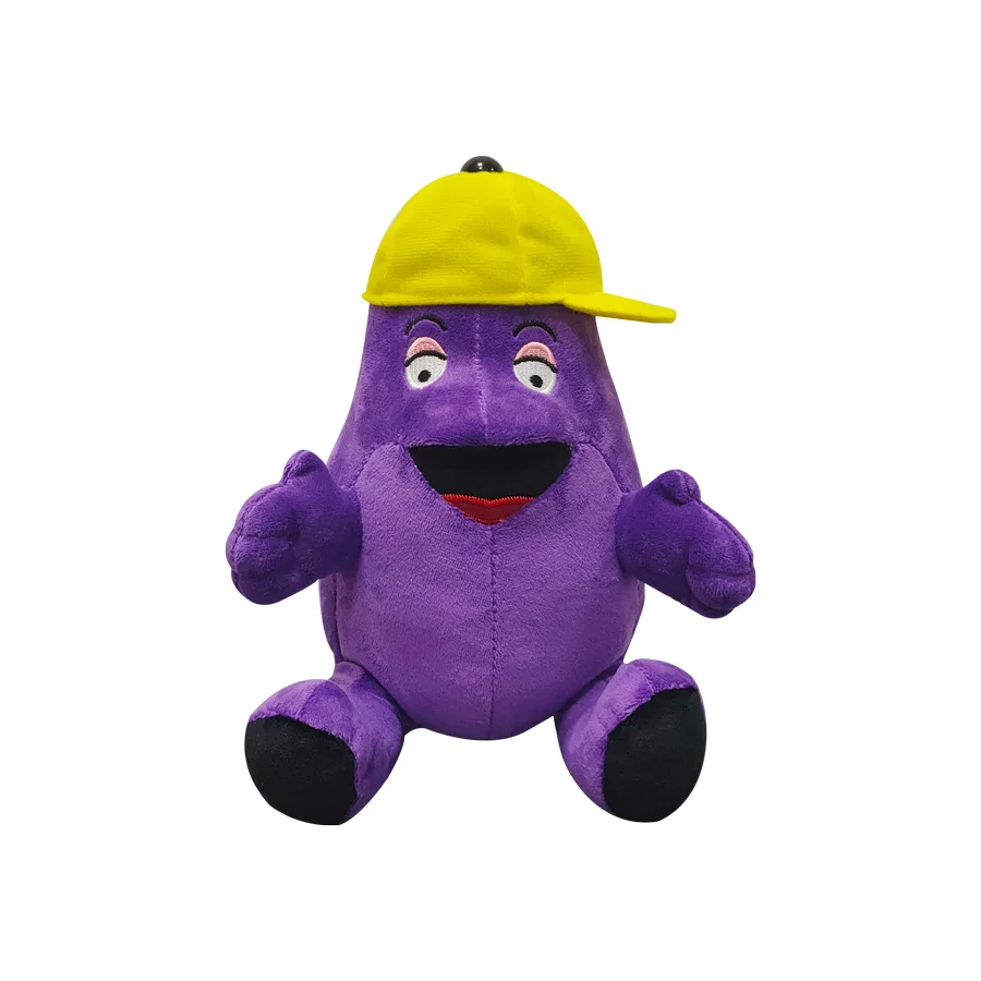 Hot selling plush animal cartoon plush animal purple ghost face shaking plush ghost face yellow hat plush toy