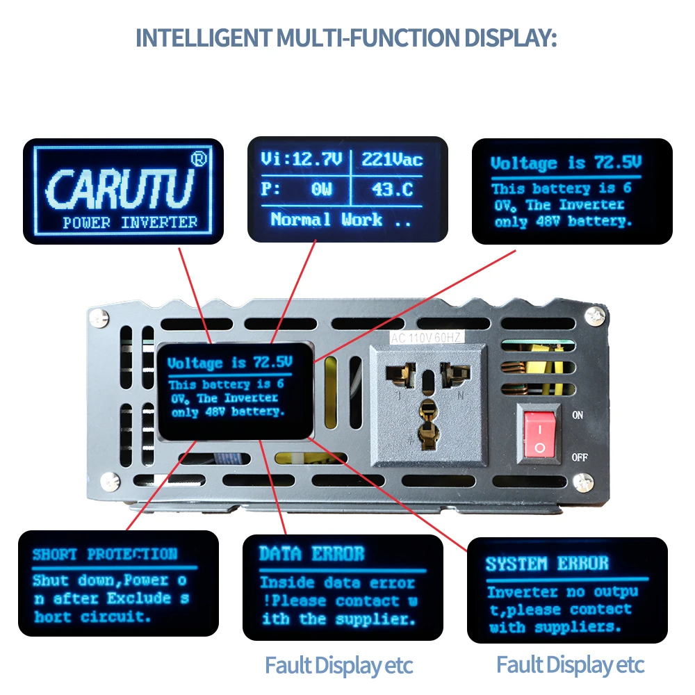 Power 12V 230V 4Kw 24V 220V Red 4000 Watt Car 4000Watt Kit Invert Pure Sine Wave Inverter 4000W