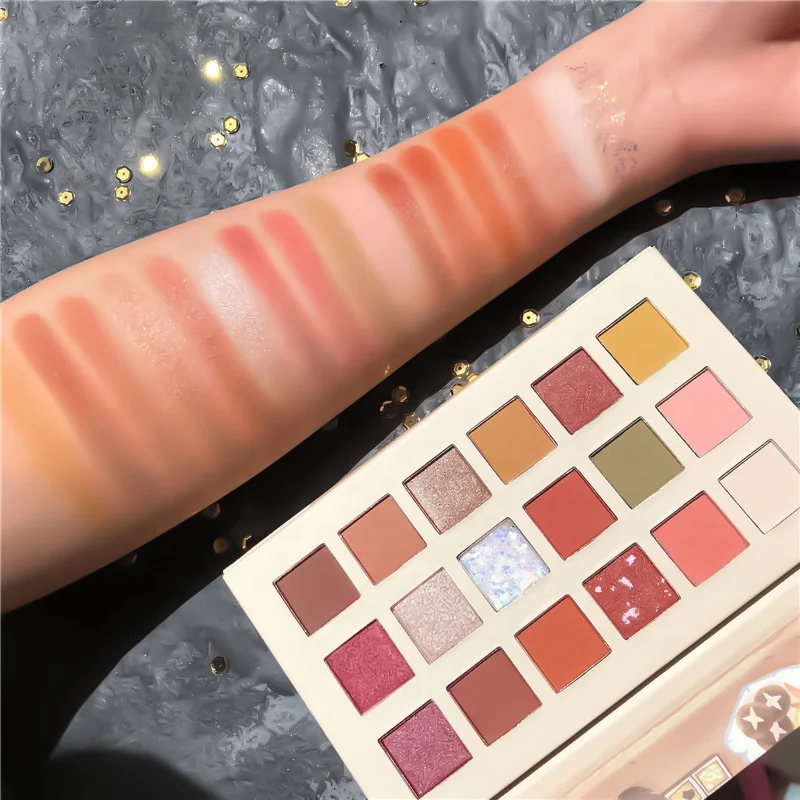 18 colors soft glitter pearl matte cardboard eyeshadow palette customize private label natural looking eye shadow pan