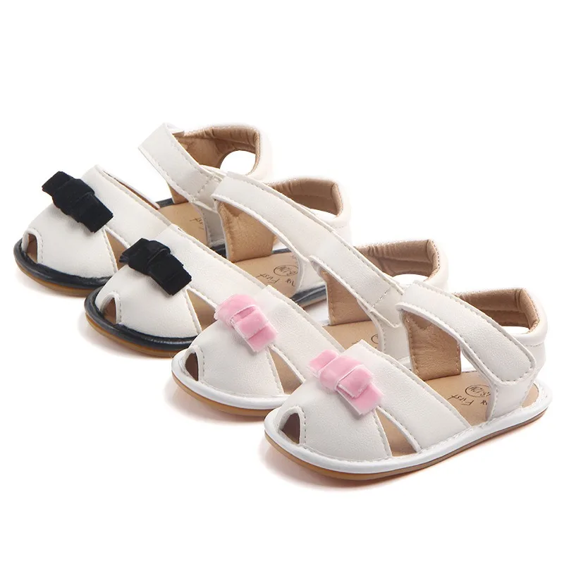 2024 Summer stripe strap bowknot anti-slip breathable 0-1 year old baby sandals for girls