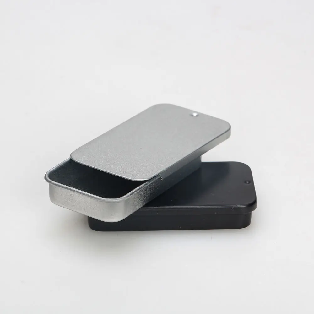 Wholesale black and silver -colored square aluminum tin boxes can be packed for tea