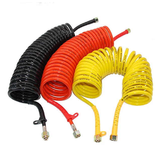 Recoiled Pneumatic Air Hose Trailers Plastic Round Pipe Spiral Tube Explosion Proof Tubing