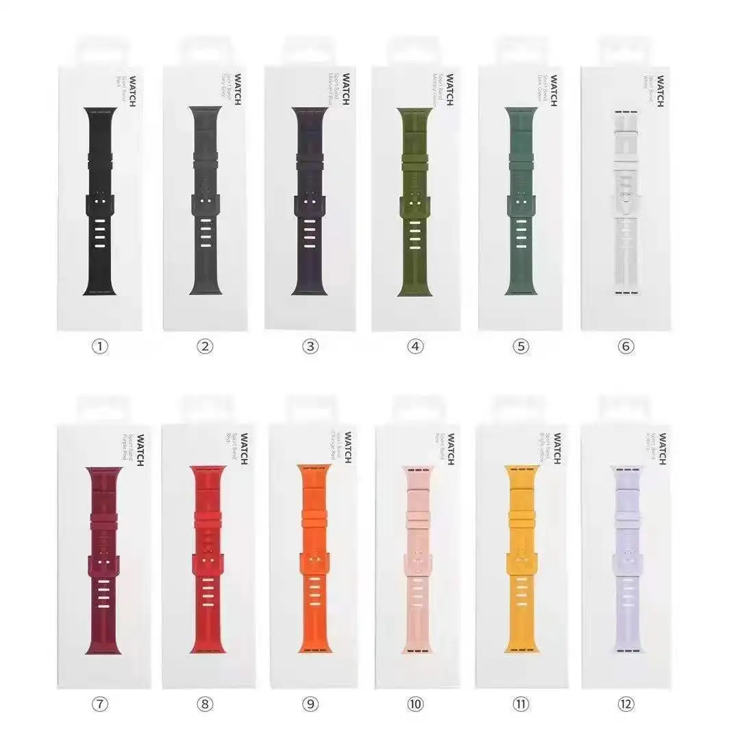 Watch Band Custom Logo Silicone Soft Wide Strap Solid Color 6 5 42mm 45mm for Iwatch Sport OEM ODM Custom Designs 1pcs/opp Bag