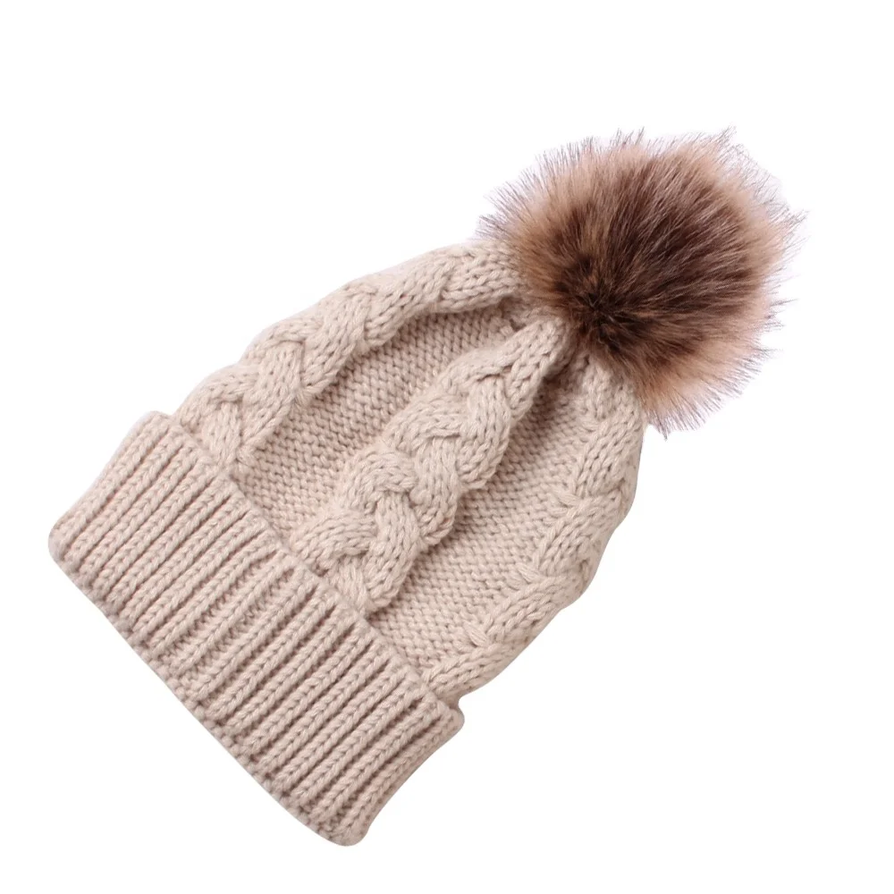 KENSHELLEY 2020 Woman Hat Accessories Amazon Winter Cable Knitted Beanies Plain Ski  Raccoon Fur Pom Pom Wool Beanie Hats