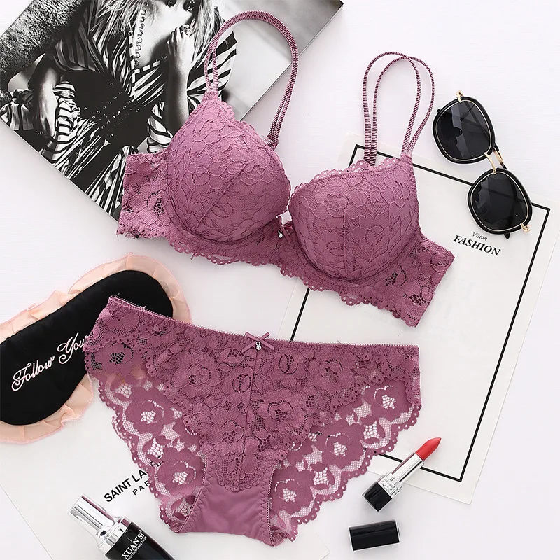 High Quality famale lady lace sexy bra underwear set women bra and panty set bra brief sets