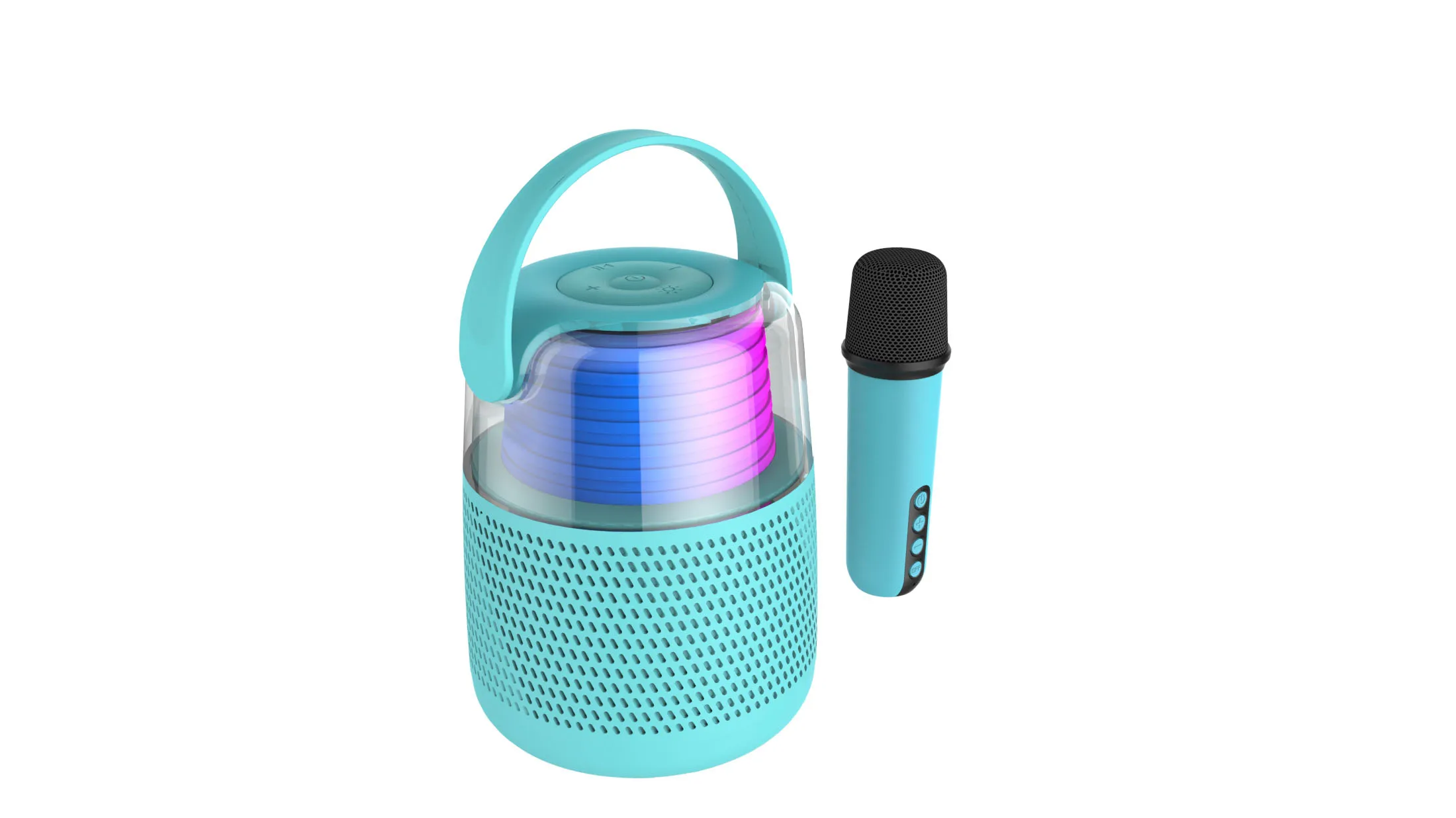 Led mini karaoke speaker with mic and bluetooth for party and home as the gift for kids