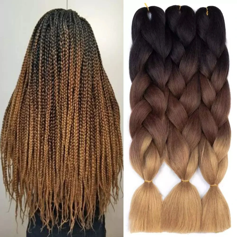
Wholesale Three Color 24 Inches 100g Crochet Twist Synthetic Braids Ombre Expression Braiding Braid Hair Extension 