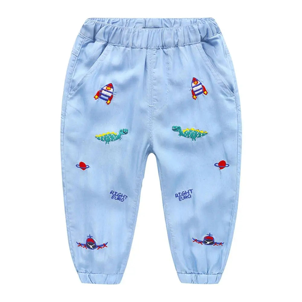 
What&why boys toddler cool embroidery design pants with elastic belt 