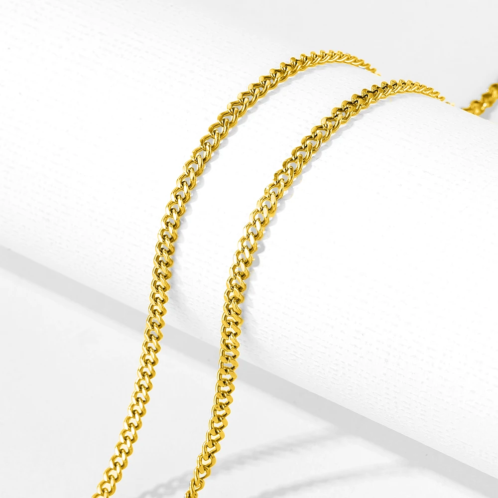 Stylish and simple round grind O sweater chain light luxury 18K gold plated stainless steel unisex chain necklace