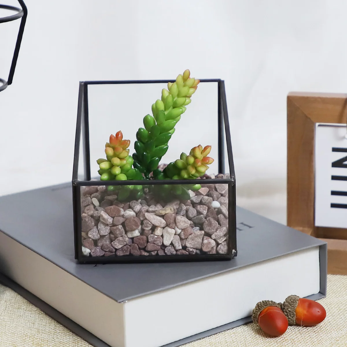 sealed glass terrarium geometric artificial plant terrarium glass vases