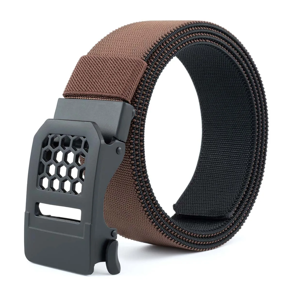 Factory Manufacturer High Quality Hypoallergenic Elastic Nylon Tactical Belt with Hive Pattern Zinc Alloy Automatic Buckle