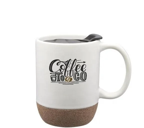 2023 Лидер продаж керамические кофейные кружки с крышкой из пробки логотипом фарфоровые чашки оптовая продажа