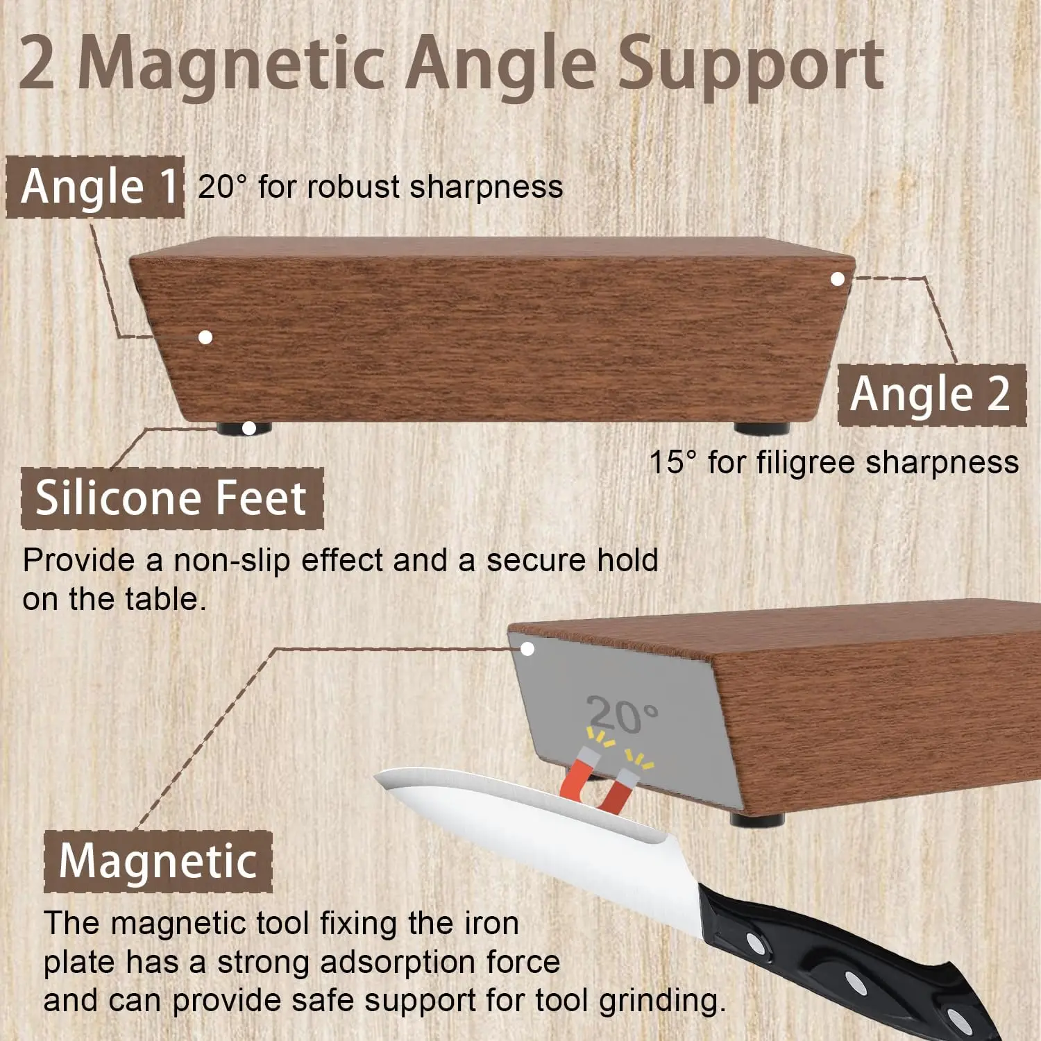 Rolling Double-sided Knife Sharpener Fixed Angle Knife Sharpener Kit Circular Rolling Knife Sharpener Solid Wood Grinding Tool
