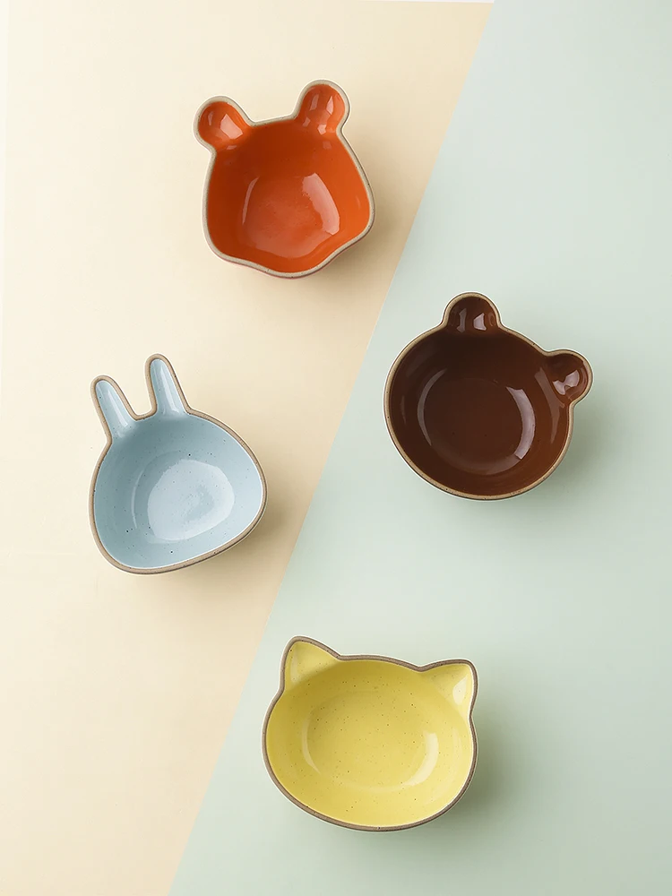 Creative Small Cat Shape Ceramic Plates Dishes Food Soy Sauce Dessert Snack Dipping Dish