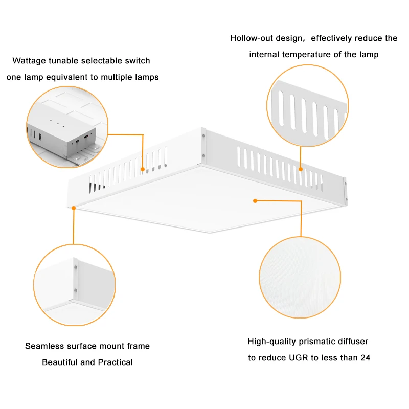 Adjustable Power&CCT linear led highbay light 60x60cm 60x120cm 170LM/W CE RoHS Certified for Parking Lot Factory